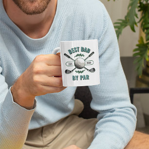 Crossed Golf Clubs & Golf Ball Best Dad By Par Coffee Mug