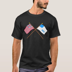 Crossed Grand Union and RI 1st Regiment Flags T-Shirt