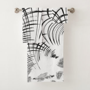 Crossed grey lines remind us of drawings of claw bath towel set
