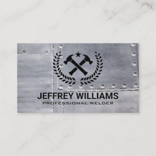 Crossed Hammers Metal Rivets Business Card