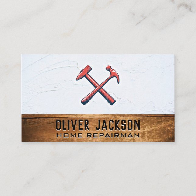 Crossed Hammers | Texture Wall and Wood Business Card (Front)