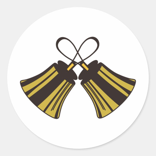 Crossed Handbells Classic Round Sticker (Front)