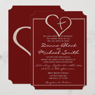 Crossed Heart Religious Wedding Invitations (2)