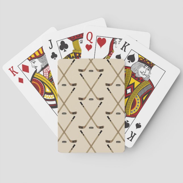 Crossed Hockey Sticks and puck Playing Cards (Back)