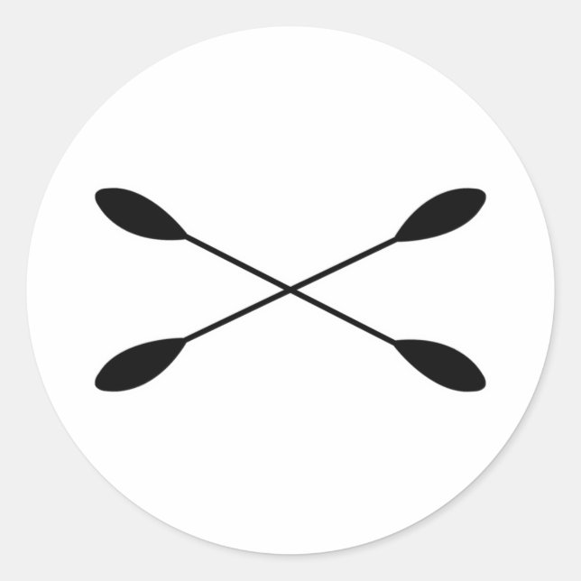 Crossed Kayak Paddles Logo Classic Round Sticker (Front)