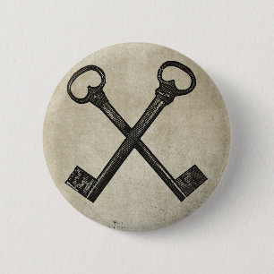 Crossed keys 6 cm round badge