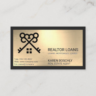 Crossed Keys Home Logo Real Estate Business Card