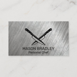 Crossed Knives | Metal Background Business Card