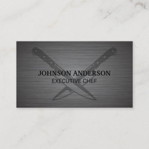 Crossed Knives   Metal Background Loyalty Card