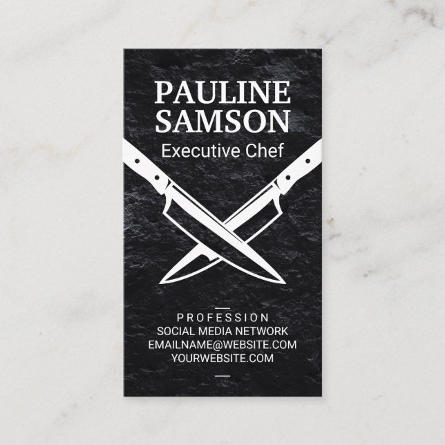Crossed Knives | Slate Business Card (Front)