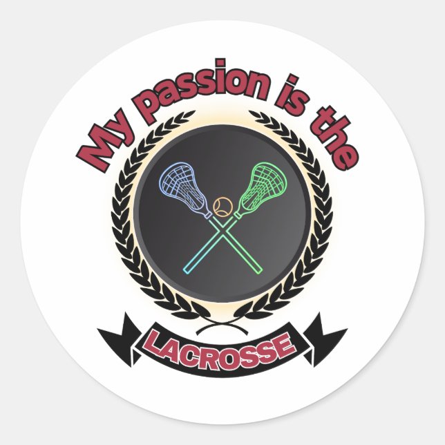 Crossed Lacrosse Sticks Ball Passion Sport Game Classic Round Sticker (Front)