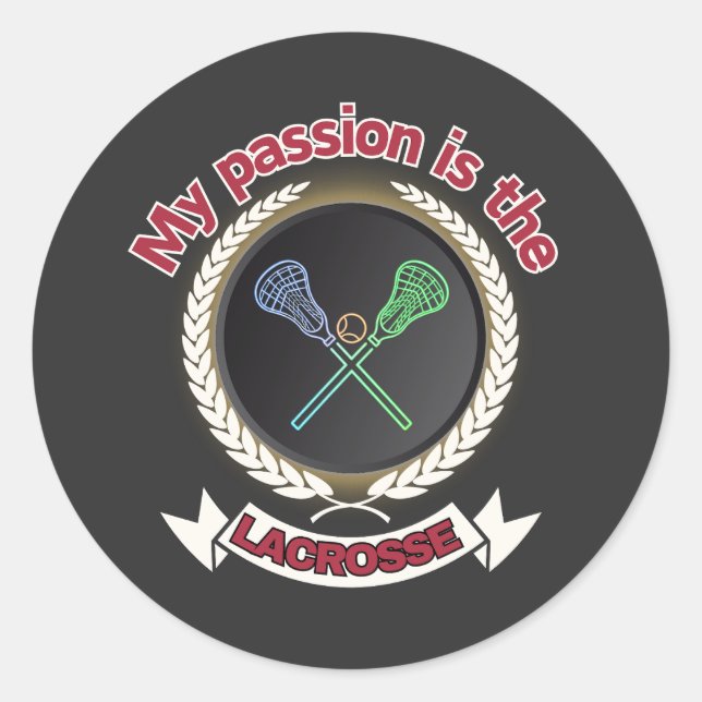 Crossed Lacrosse Sticks Ball Passion Sport Game Classic Round Sticker (Front)