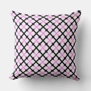 Crossed Light Pink on Black Frame Cushion