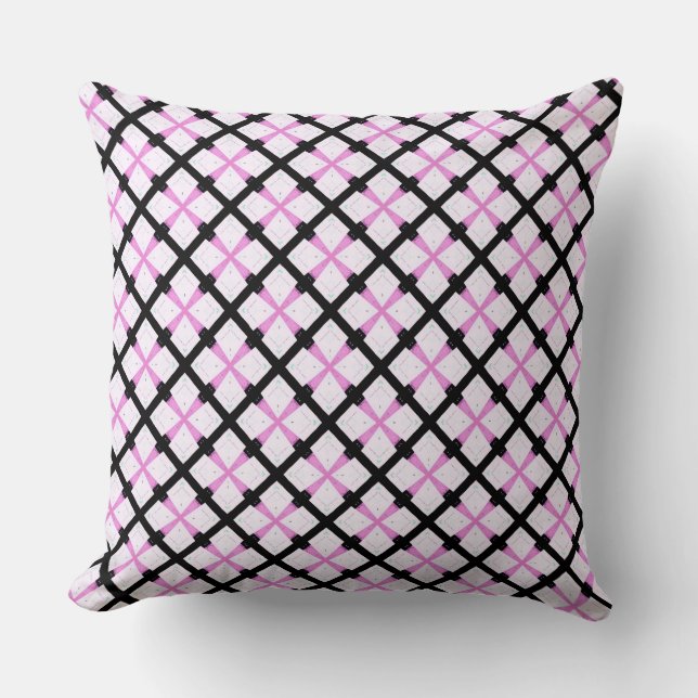 Crossed Light Pink on Black Frame Cushion (Front)