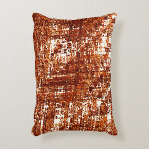 Crossed lines and rust square notch decorative cushion