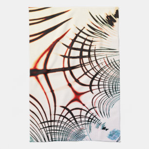 Crossed lines of varied colours in light backgroun tea towel
