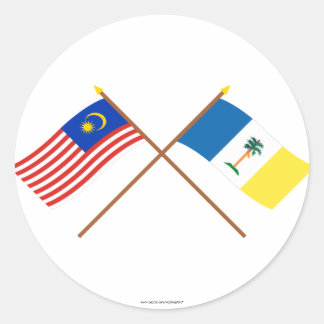 Crossed Malaysia and Penang flags Classic Round Sticker