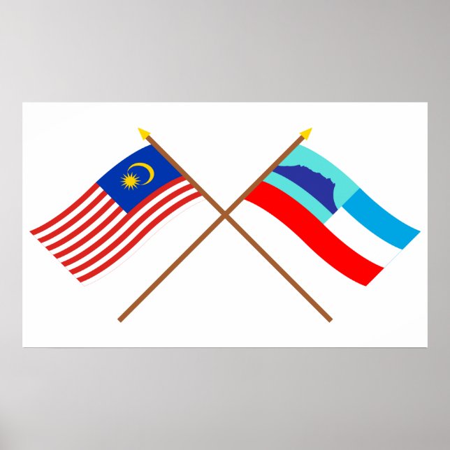 Crossed Malaysia and Sabah flags Poster (Front)