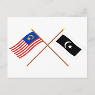 Crossed Malaysia and Terengganu flags Postcard