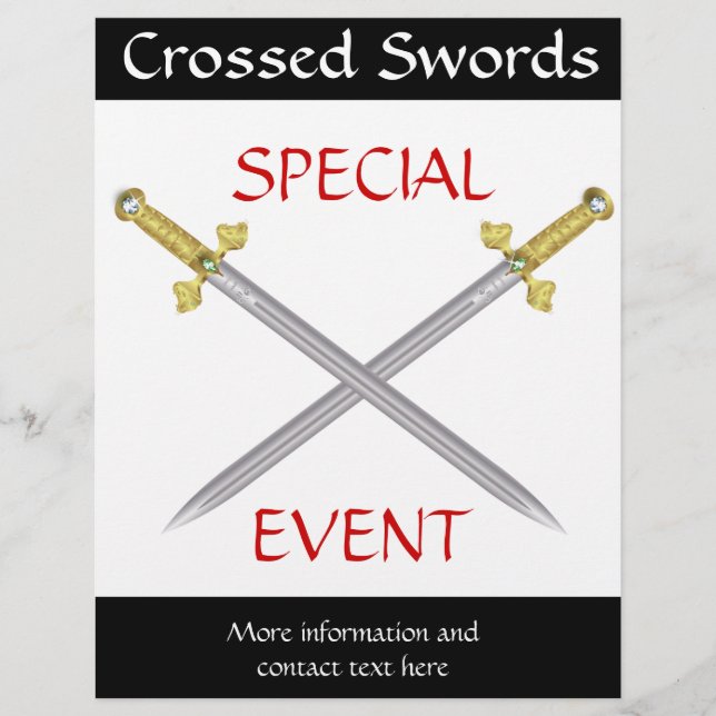 Crossed Mediaeval Swords Flyer Template (Front)