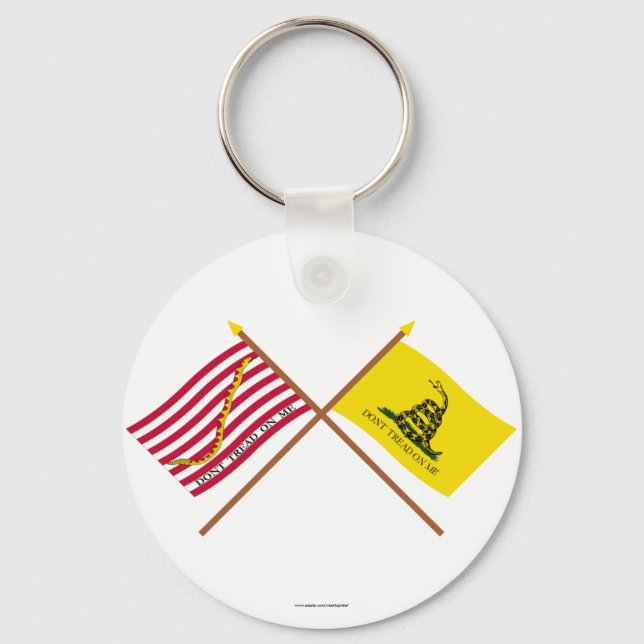 Crossed Navy Jack and Gadsden Flag Key Ring (Front)