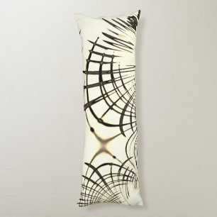 Crossed nut-brown curved traces, light background body cushion