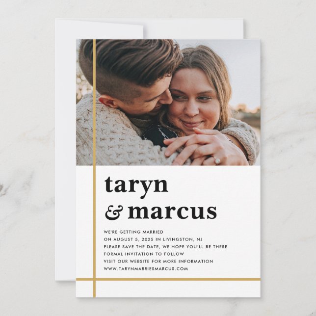 Crossed Path Editable Colour Save The Date Card (Front)