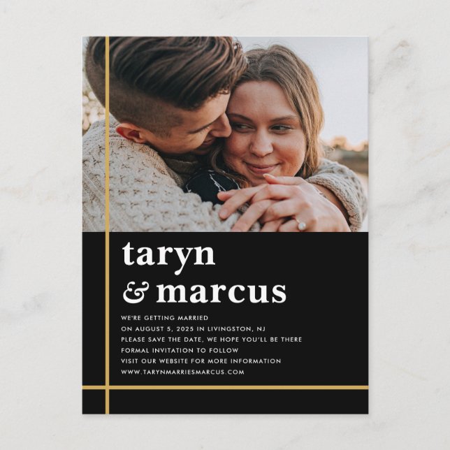 Crossed Path Editable Colour Save The Date Postcar Postcard (Front)