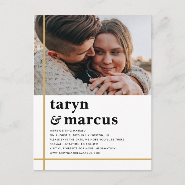 Crossed Path Editable Colour Save The Date Postcar Postcard (Front)