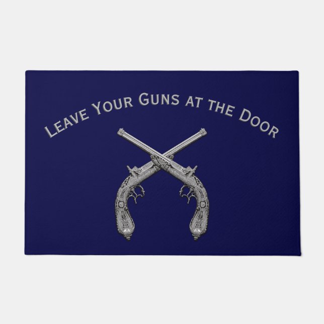 Crossed Pistols on Maroon / Deep Red Doormat (Front)