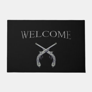 Crossed Pistols Welcome Mat for the front door big