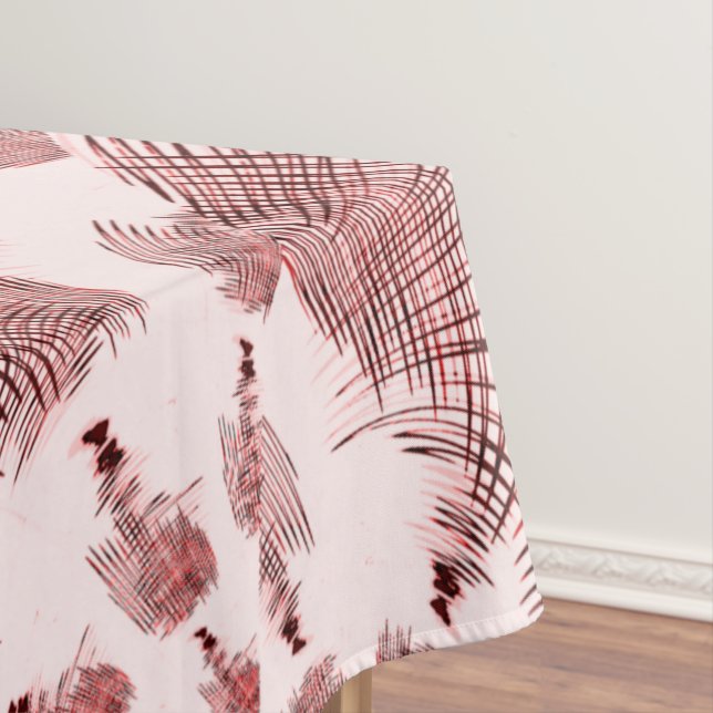 Crossed red and brown curves on light background tablecloth (In Situ)