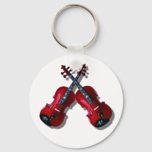 CROSSED RED VIOLINS -KEYCHAIN KEY RING