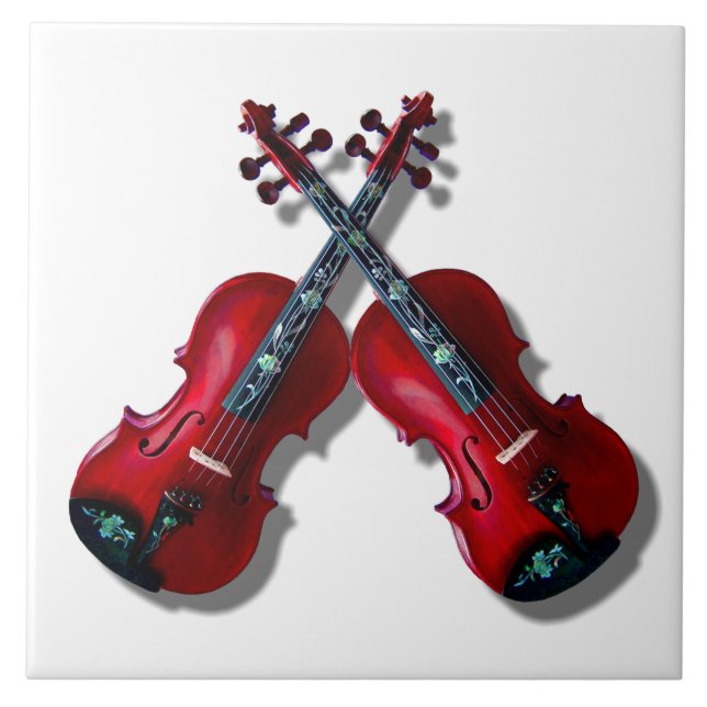 CROSSED RED VIOLINS TILE (Front)