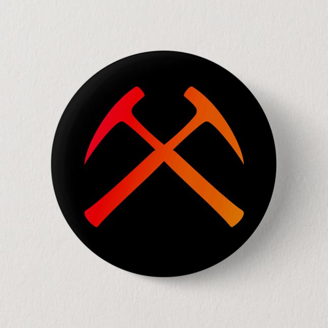 Crossed Rock Hammers Button (Front)