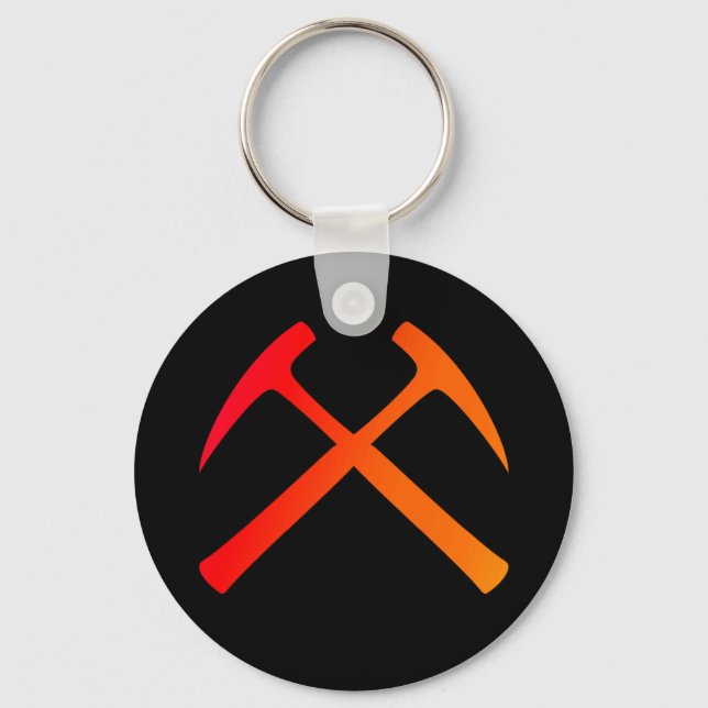 Crossed Rock Hammers Keychain (Front)