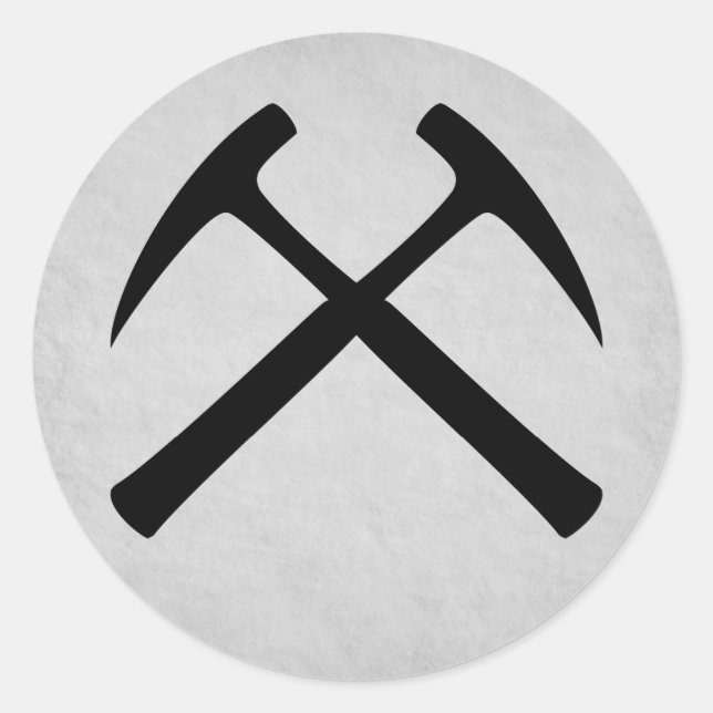 Crossed Rock Hammers Sticker (grey) (Front)