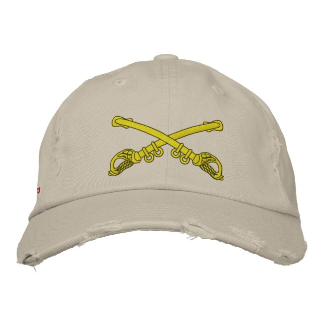 Crossed Sabres Custom Distressed Baseball Cap (Front)