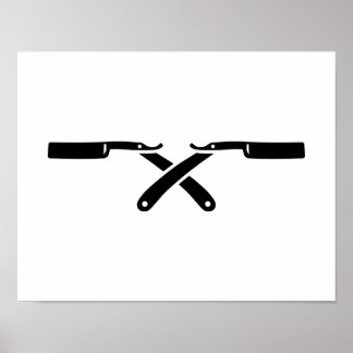 Crossed shaving razor poster