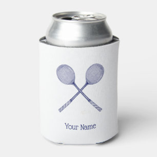 Crossed Squash Racquets Blue Can Cooler