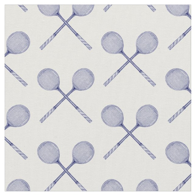 Crossed Squash Racquets Blue Fabric (Close Up)