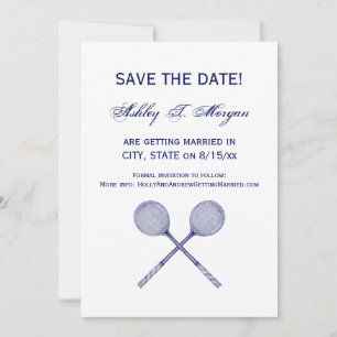 Crossed Squash Racquets Blue Invitation