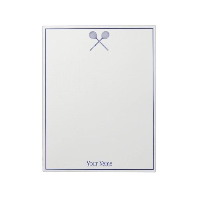 Crossed Squash Racquets Blue Notepad (Rotated)