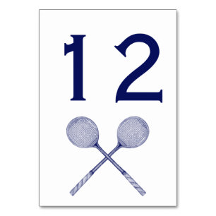 Crossed Squash Racquets Blue Table Number