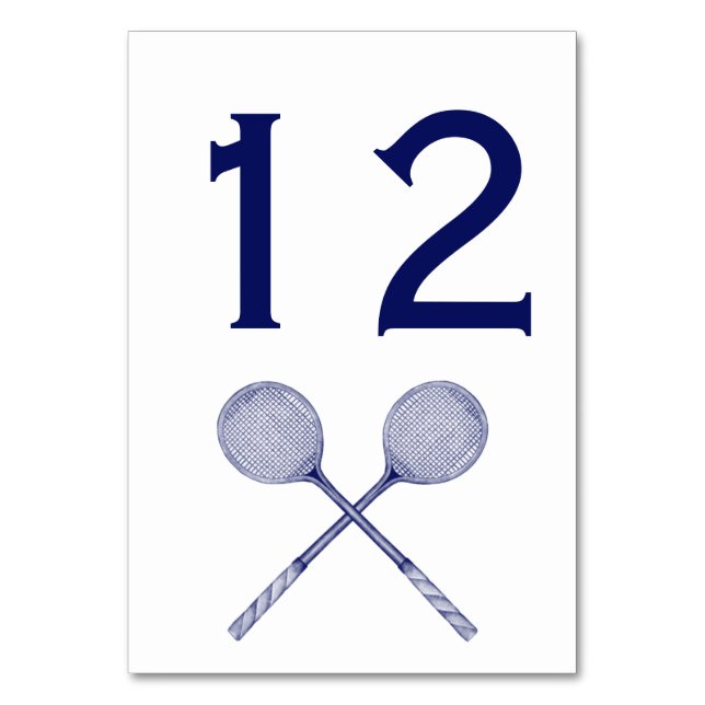 Crossed Squash Racquets Blue Table Number (Front)