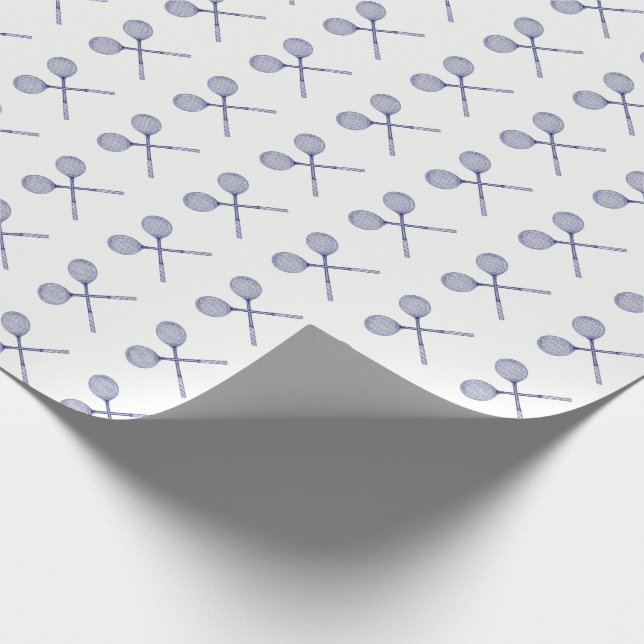 Crossed Squash Racquets Blue Wrapping Paper (Corner)