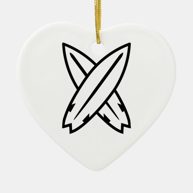 Crossed surfboards ceramic tree decoration (Front)