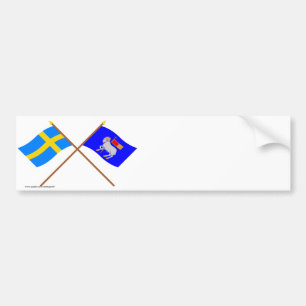 Crossed Sweden and Gotlands län flags Bumper Sticker