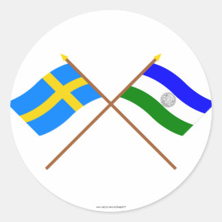 Crossed Sweden and Jämtland Republic flags Classic Round Sticker
