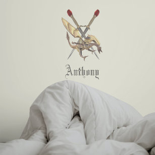 Crossed Swords With Dragon Personalised  Wall Decal
